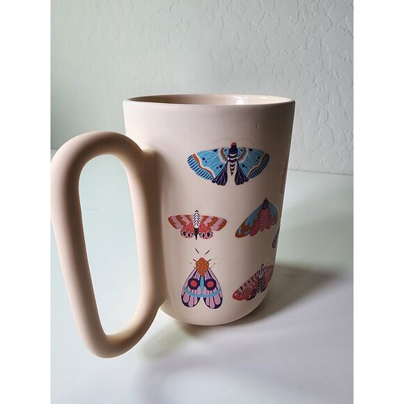 THYME & TABLE Peach Pink BUTTERFLY Oversized Handle Large Coffee Mug - Picture 4 of 8